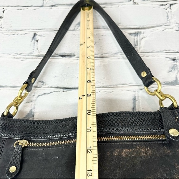 Coach Ashley Leather Hippie Black Reptile Trim Hobo Purse Handbag - Picture 14 of 15